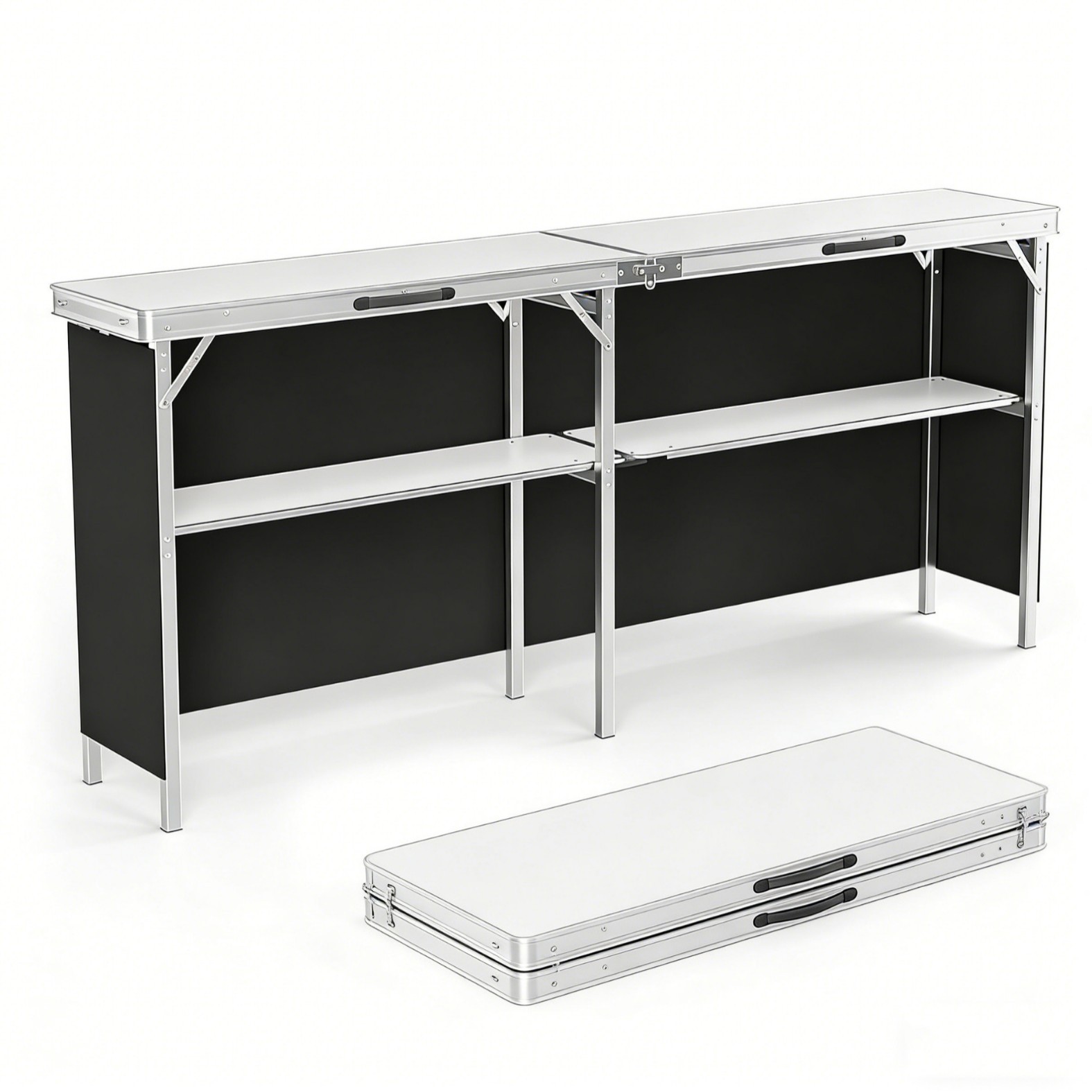 Outdoor Camping Table With Storage - Aluminum Alloy Outdoor Folding Table, Portable