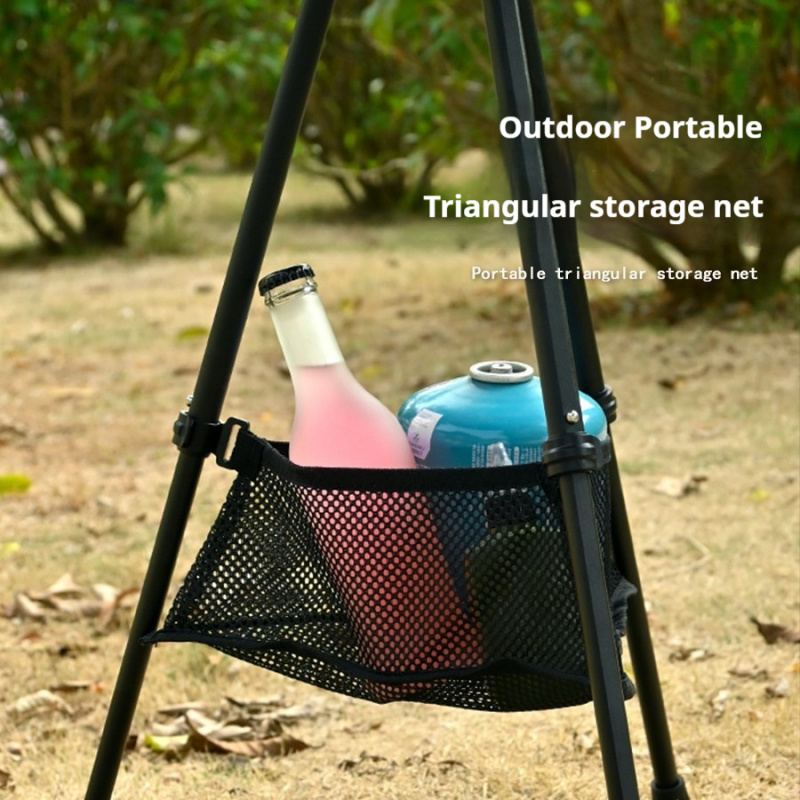 Outdoor Camping Table With Storage - Portable Triangular Under Table Storage Net,