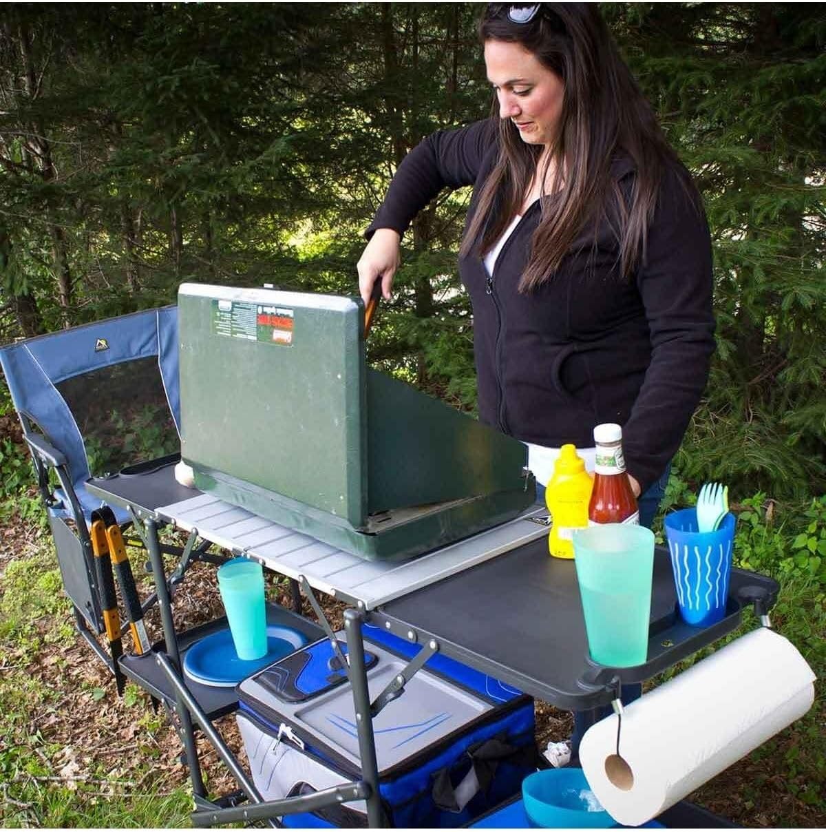 Slim Fold Portable Camping Kit - Outdoor Camping Table With Storage 评论和价格