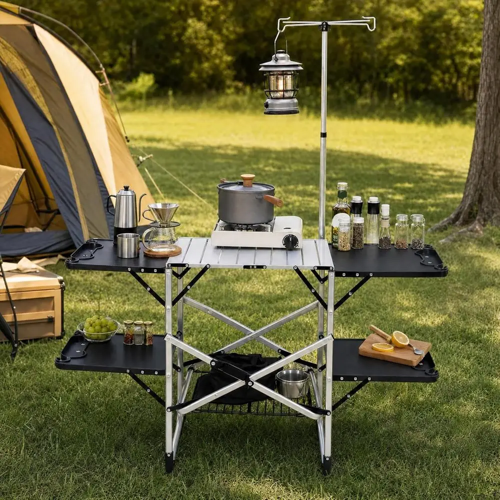 Portable Outdoor Kitchen Table - Outdoor Camping Table With Storage 评论和价格