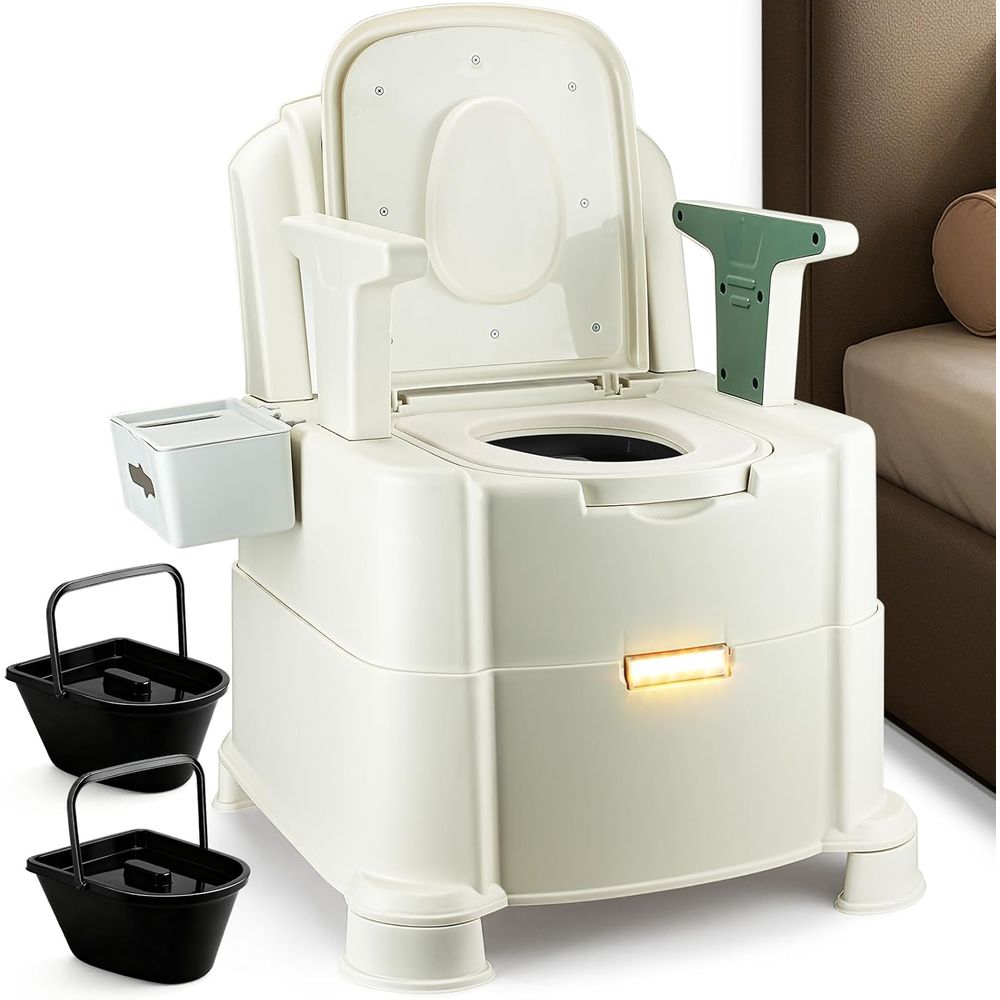 Bedside Commode, 500lbs Heavy  - Portable Camp Toilet 评论和价格