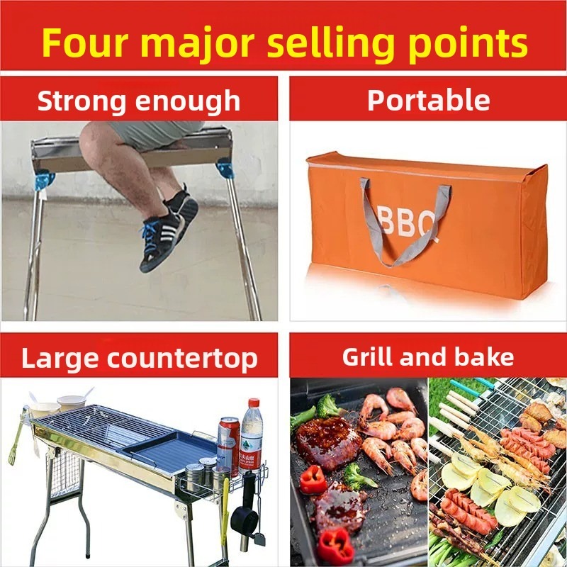 Large Folding Charcoal Barbecu - Outdoor Camping Equipment 评论和价格