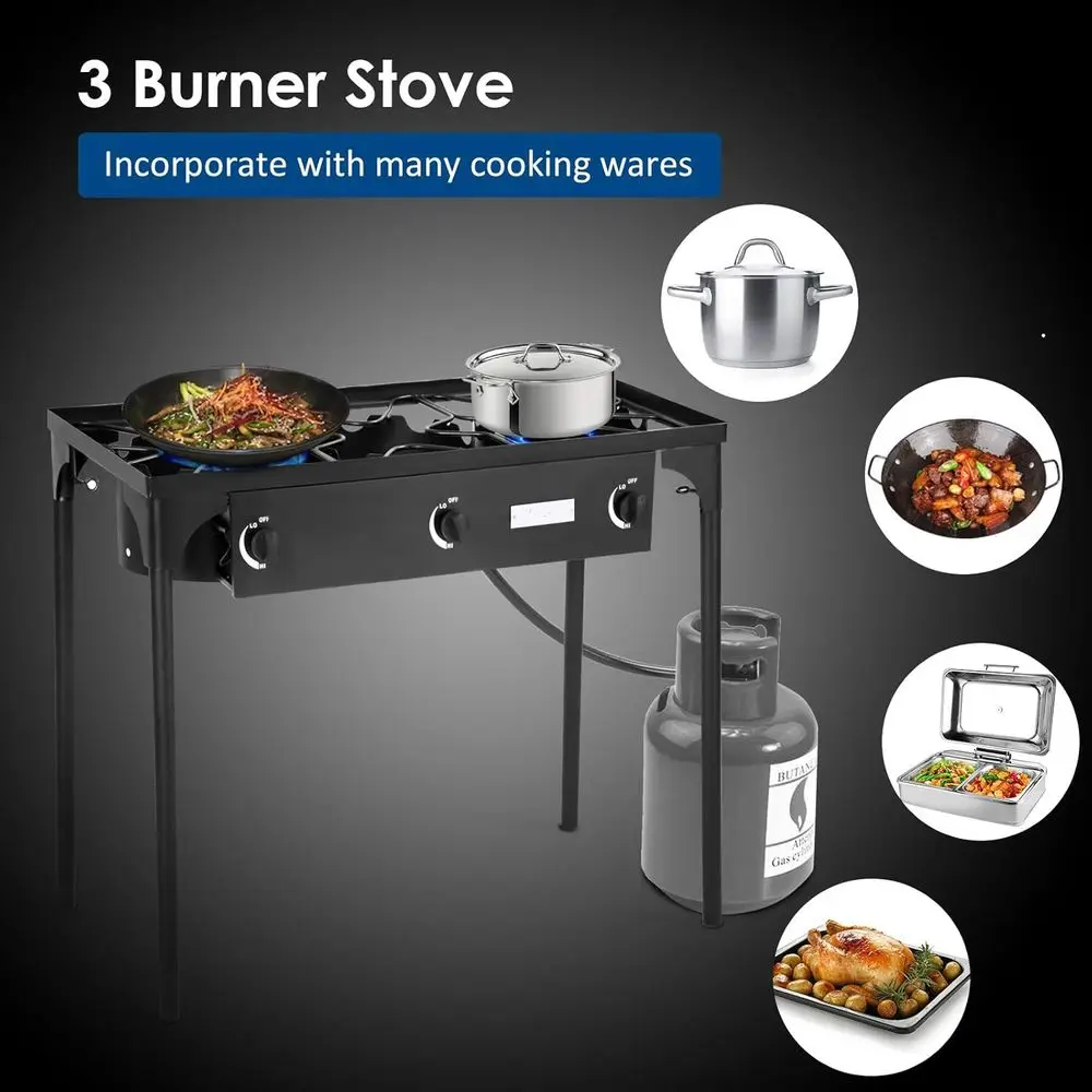 Portable 3-Burner Propane Gas  - Outdoor Camping Gas Stove 评论和价格