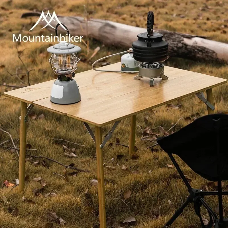 MOUNTAINHIKER 2/3 Bamboo Foldi - Outdoor Camping Table With Storage 评论和价格